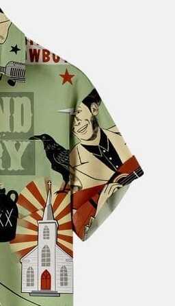 Men’s Retro Country Shirt – Hank Williams Grand Ole Opry Inspired Half Sleeve Casual Button Down with Classic Music and Vintage Graphics