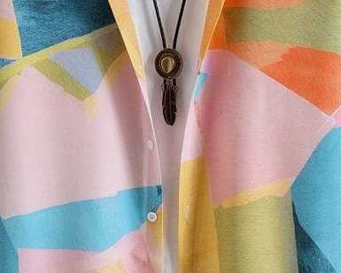Vibrant Abstract Art Shirt – Men’s Casual Half Sleeve Button Down with Colorful Geometric Shapes Print for Parties and Summer Fashion