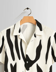 Black Scratch Printed Mens Half Sleeves Shirts - XPST