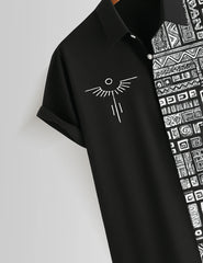 Black Aureon Printed Mens Half Sleeves Shirts - XPST