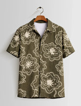 Outline Flower Mens Half Sleeves Shirts - XPST