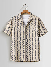 Vertical Zigzag Mens Half Sleeves Shirts - XPST