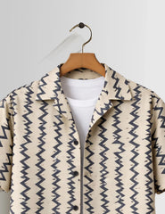 Vertical Zigzag Mens Half Sleeves Shirts - XPST