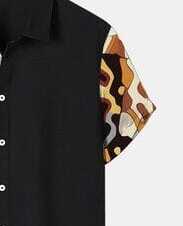 Men’s Music Festival Shirt – Vibrant Abstract Art Music Print Half Sleeve Casual Button Down with Musical Notes Design for Concerts