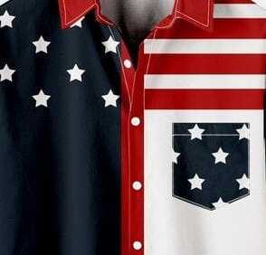 Men’s Stars and Stripes Shirt – American Flag Inspired Casual Half Sleeve Button-Up Fashion Top for Summer and Festive Occasions