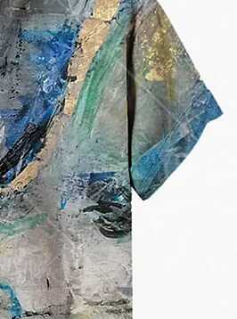 Men’s Abstract Art Print Shirt – Stylish Half Sleeve Casual Button Down with Modern Artistic Watercolor Design for Summer and Streetwear