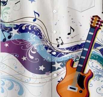 Stylish Guitar Print Shirt – Men’s Half Sleeve Casual Button Down with Colorful Music and Guitar Design for Vacations and Streetwear