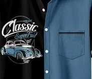 Men’s Retro Car Print Shirt – Classic Super Fast Automobile Graphic Half Sleeve Casual Button Down with Pocket for Summer Outfits
