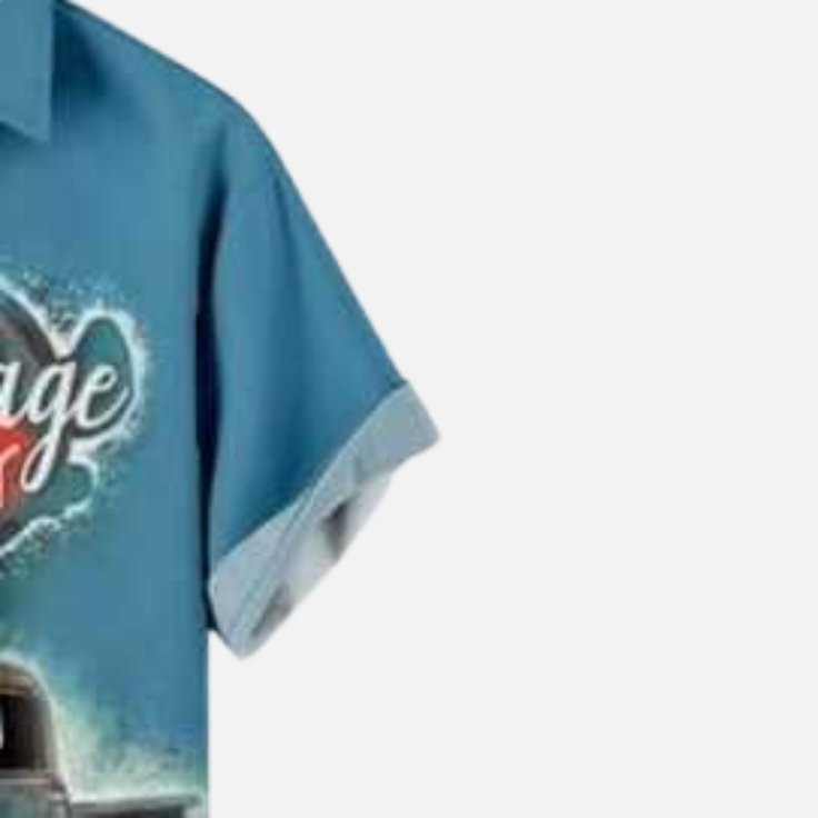 Retro Automotive Hot Rod Hawaiian Shirt – Vintage Car Graphic Half Sleeve Button Down for Men’s Summer Casual Outfit