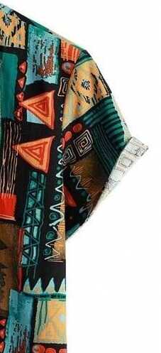 Stylish Tribal Geometric Print Shirt for Men – Vibrant Colorful Half Sleeve Button-Up, Perfect for Beach and Street Style