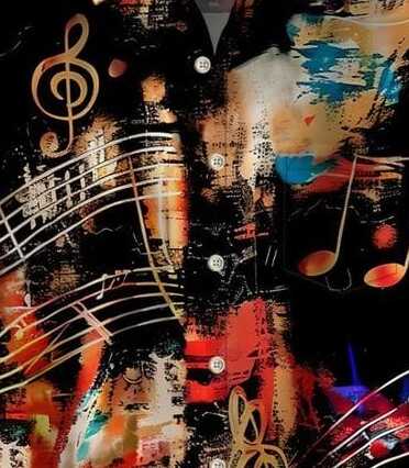 Trendy Music Graphic Shirt – Men’s Half Sleeve Casual Button Down with Colorful Music Notes and Abstract Art Print for Parties and Holidays