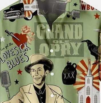 Men’s Retro Country Shirt – Hank Williams Grand Ole Opry Inspired Half Sleeve Casual Button Down with Classic Music and Vintage Graphics