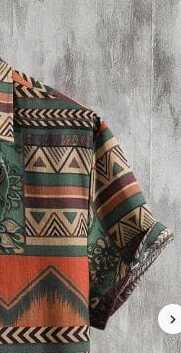 Unique Men’s Tribal Geometric Print Shirt – Casual Half Sleeve Button-Up with Vibrant Patterns and Earthy Colors