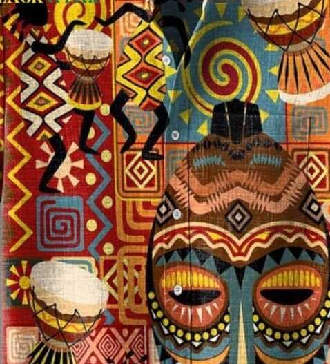 Ethnic Tribal Print Shirt – Men’s Colorful African Face and Geometric Pattern Half Sleeve Casual Button Down for Summer and Festivals