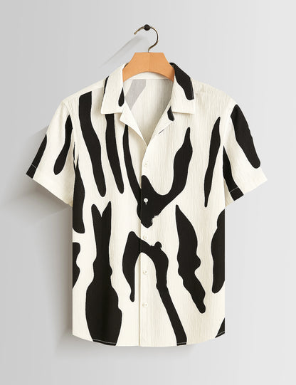 Black Scratch Printed Mens Half Sleeves Shirts - XPST