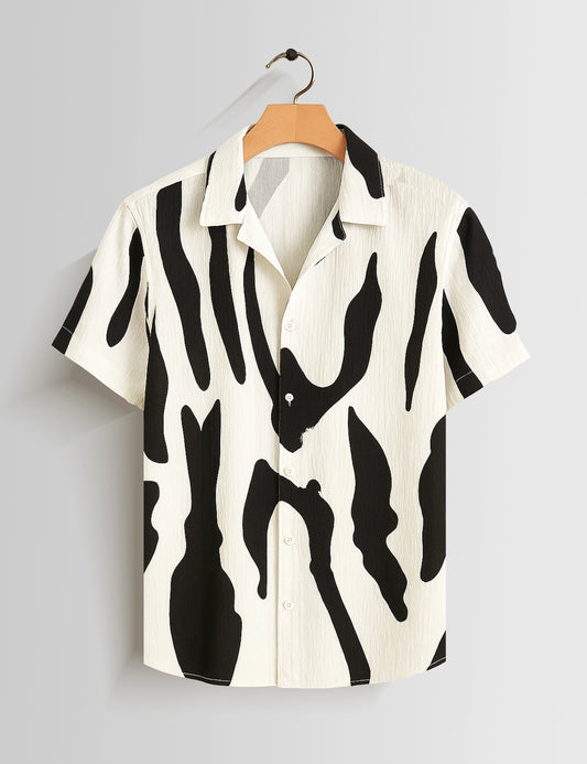 Black Scratch Printed Mens Half Sleeves Shirts - XPST
