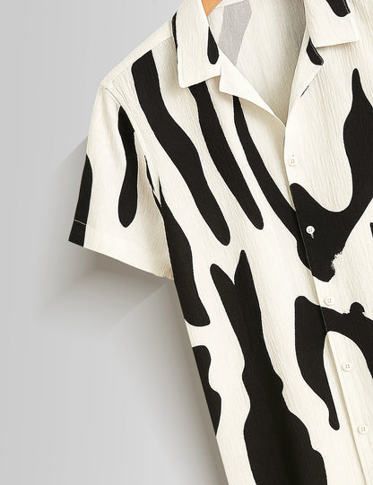 Black Scratch Printed Mens Half Sleeves Shirts - XPST