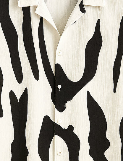 Black Scratch Printed Mens Half Sleeves Shirts - XPST