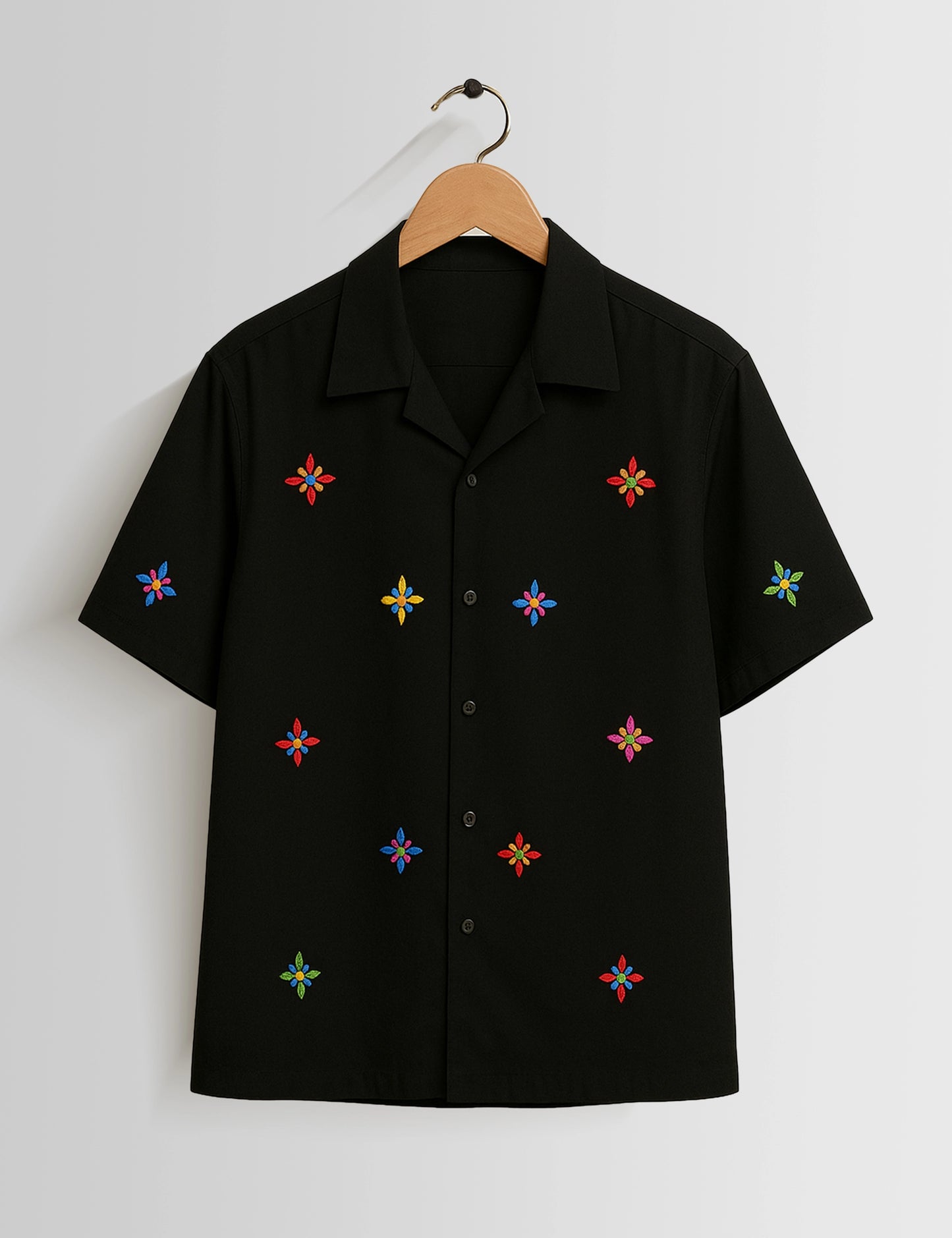 Black Stars Printed Mens Half Sleeves Shirts - XPST