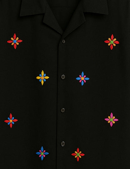 Black Stars Printed Mens Half Sleeves Shirts - XPST