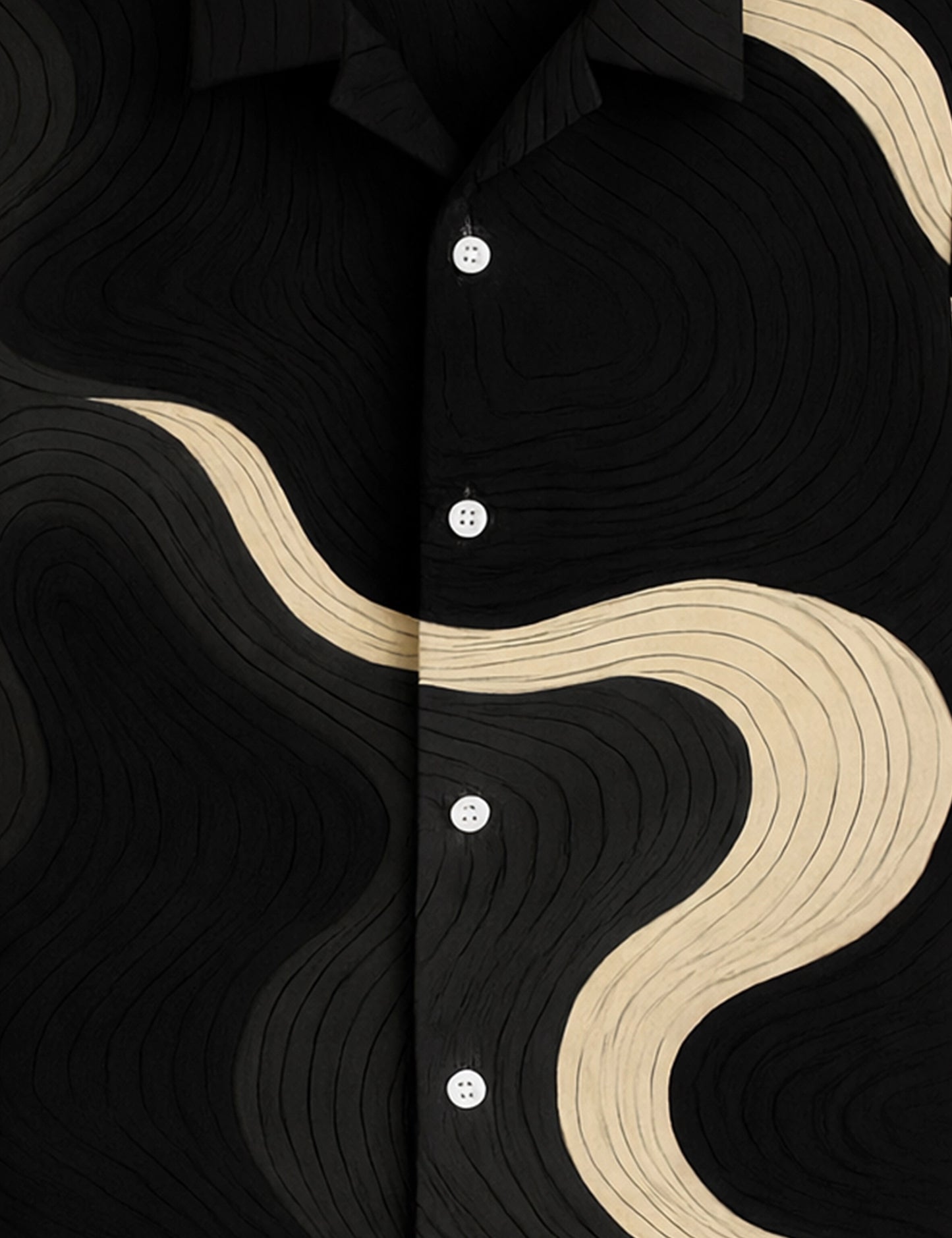 Black Wavy Printed Mens Half Sleeves Shirts - XPST