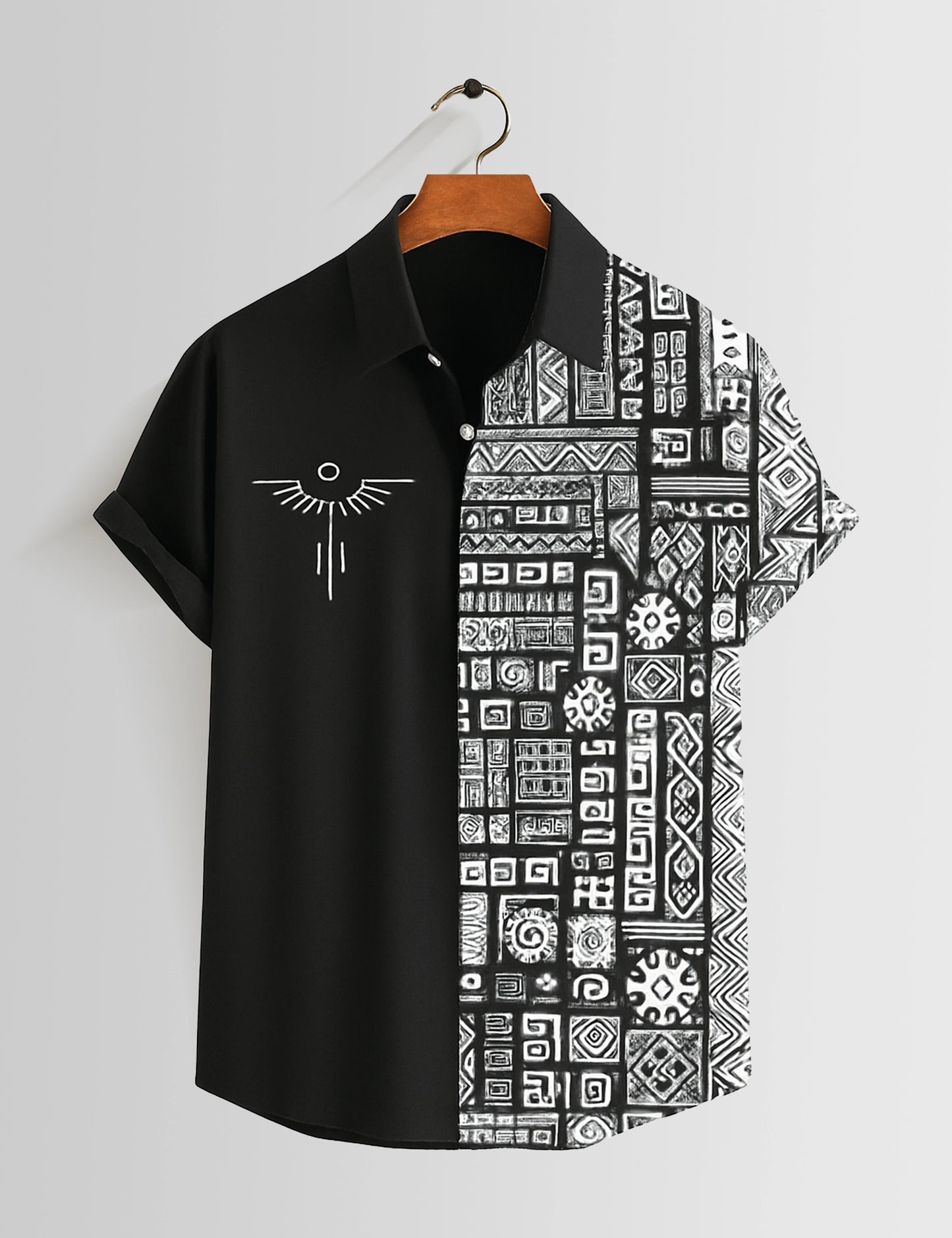 Black Aureon Printed Mens Half Sleeves Shirts - XPST