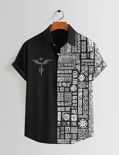 Black Aureon Printed Mens Half Sleeves Shirts - XPST
