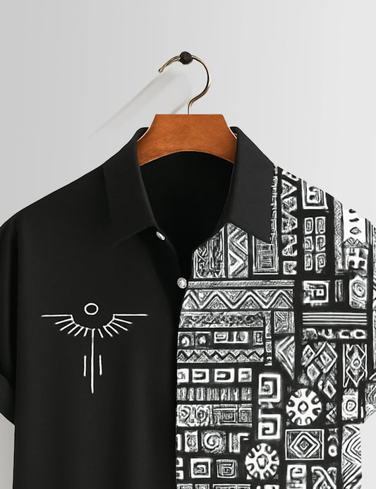 Black Aureon Printed Mens Half Sleeves Shirts - XPST