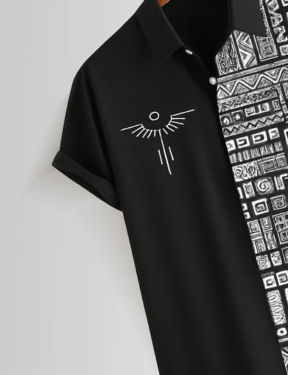Black Aureon Printed Mens Half Sleeves Shirts - XPST