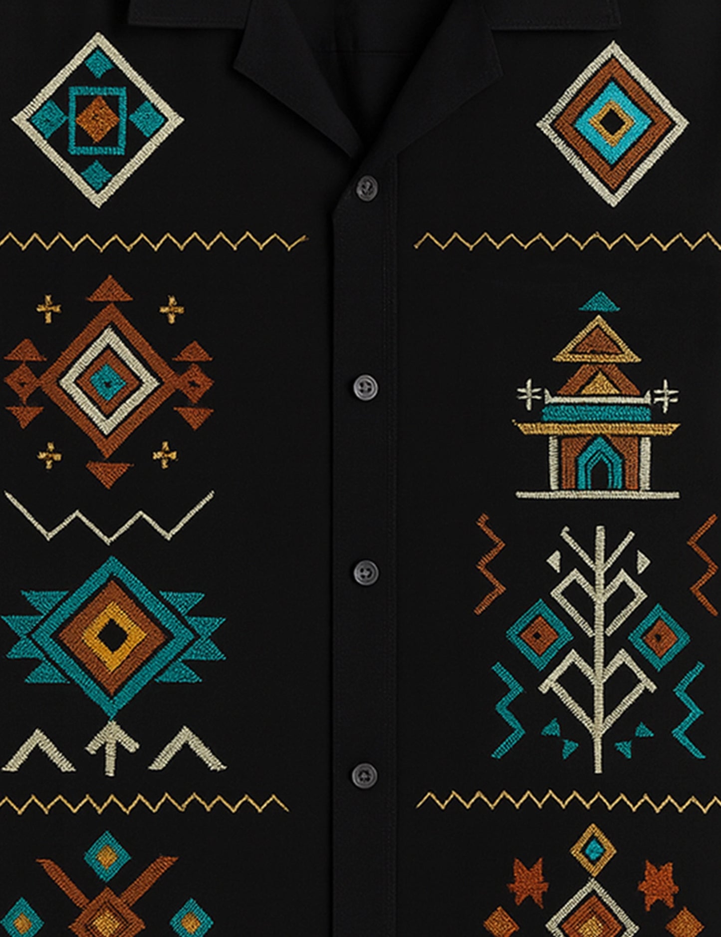 Black Square Pattern Printed Mens Half Sleeves Shirts - XPST