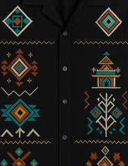 Black Square Pattern Printed Mens Half Sleeves Shirts - XPST