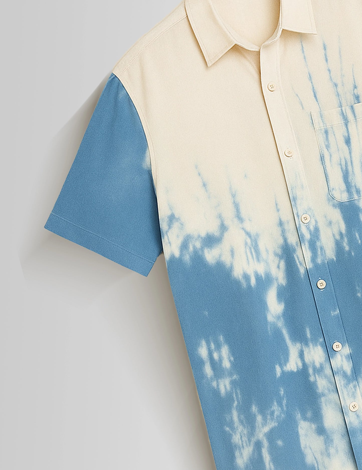 Blue White Shady Pattern Printed Mens Half Sleeves Shirts - XPST