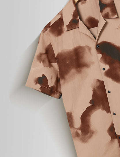 Brown Patch Printed Mens Half Sleeves Shirts - XPST