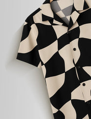 Chess Pattern Printed Mens Half Sleeves Shirts - XPST