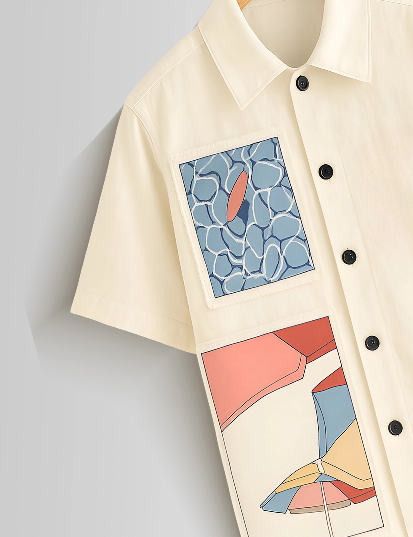 Cream Half Patch Printed Mens Half Sleeves Shirts - XPST