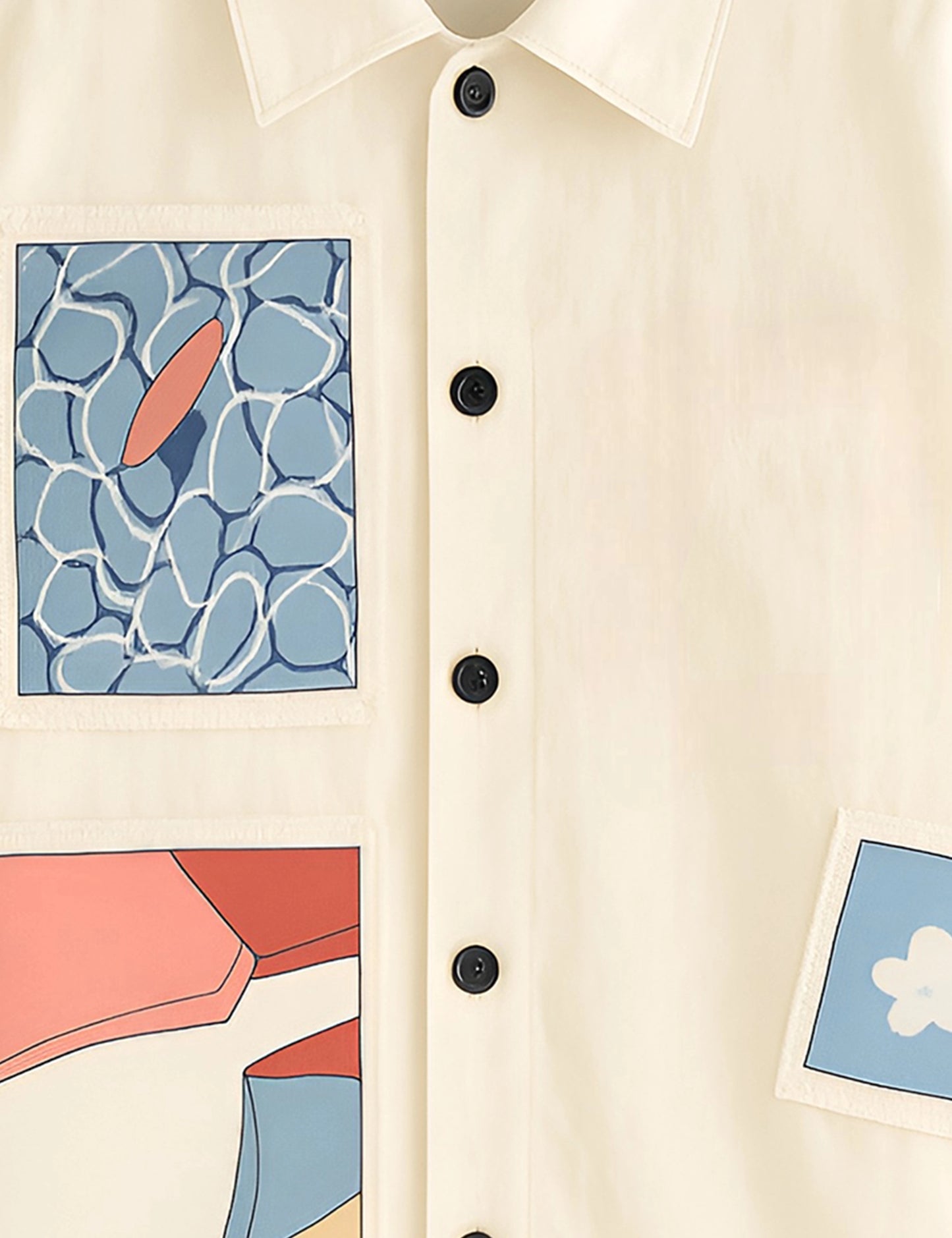 Cream Half Patch Printed Mens Half Sleeves Shirts - XPST