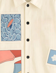 Cream Half Patch Printed Mens Half Sleeves Shirts - XPST