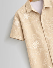 Cream Outline Mens Half Sleeves Shirts - XPST