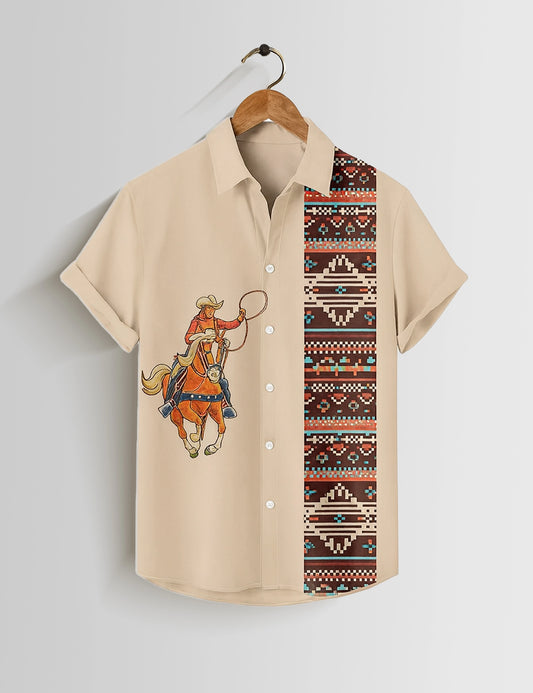 CowBoy Printed Mens Half Sleeves Shirts - XPST