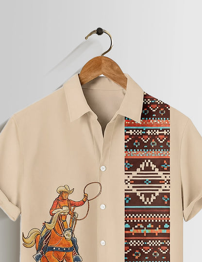 CowBoy Printed Mens Half Sleeves Shirts - XPST