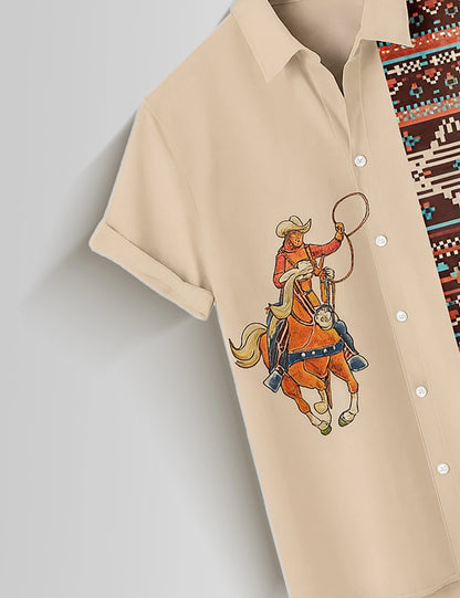 CowBoy Printed Mens Half Sleeves Shirts - XPST