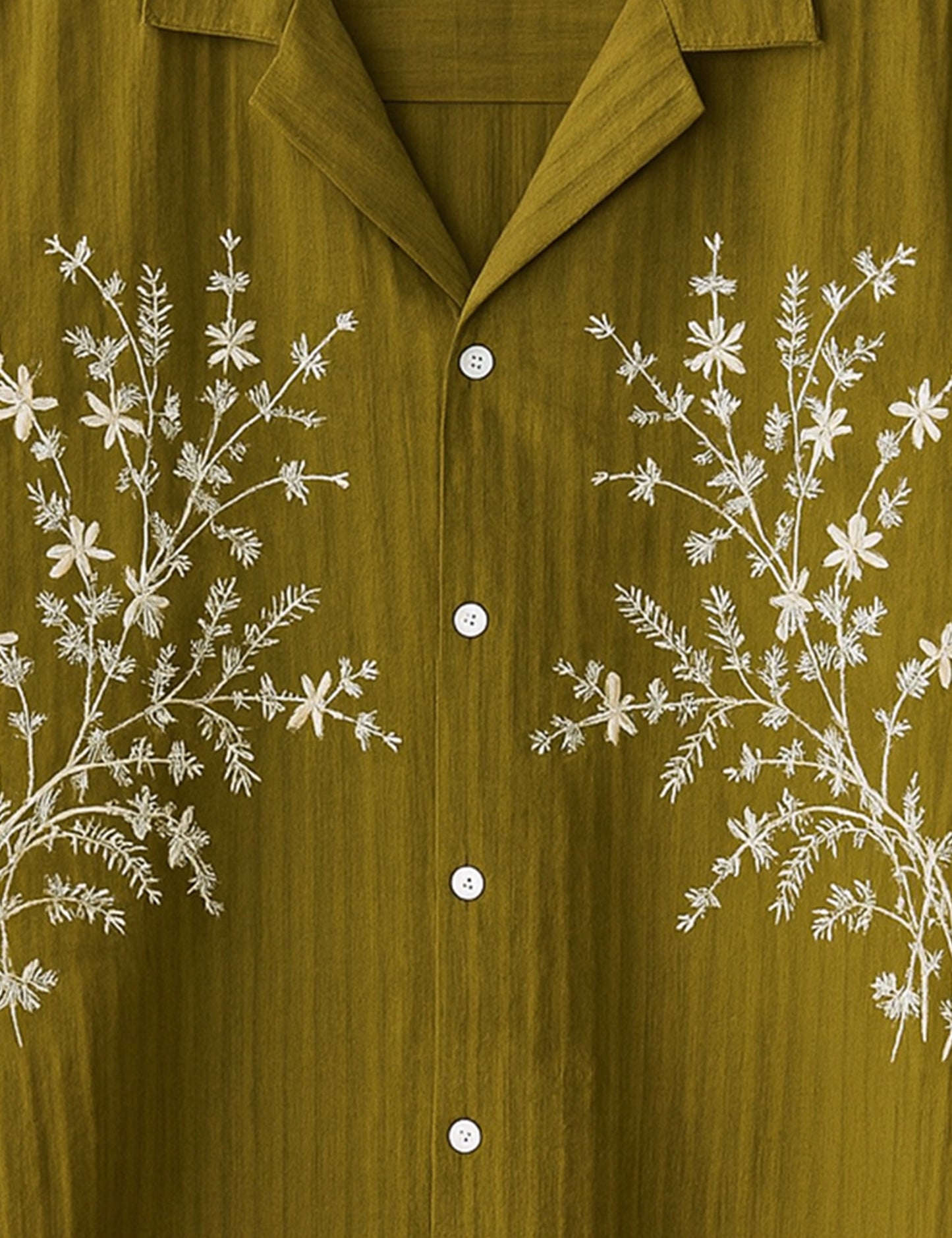 Leaf Green Flower Printed Mens Half Sleeves Shirts - XPST