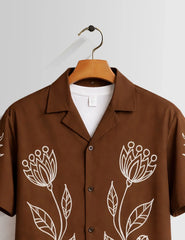 Maroon Outline Mens Half Sleeves Shirts - XPST