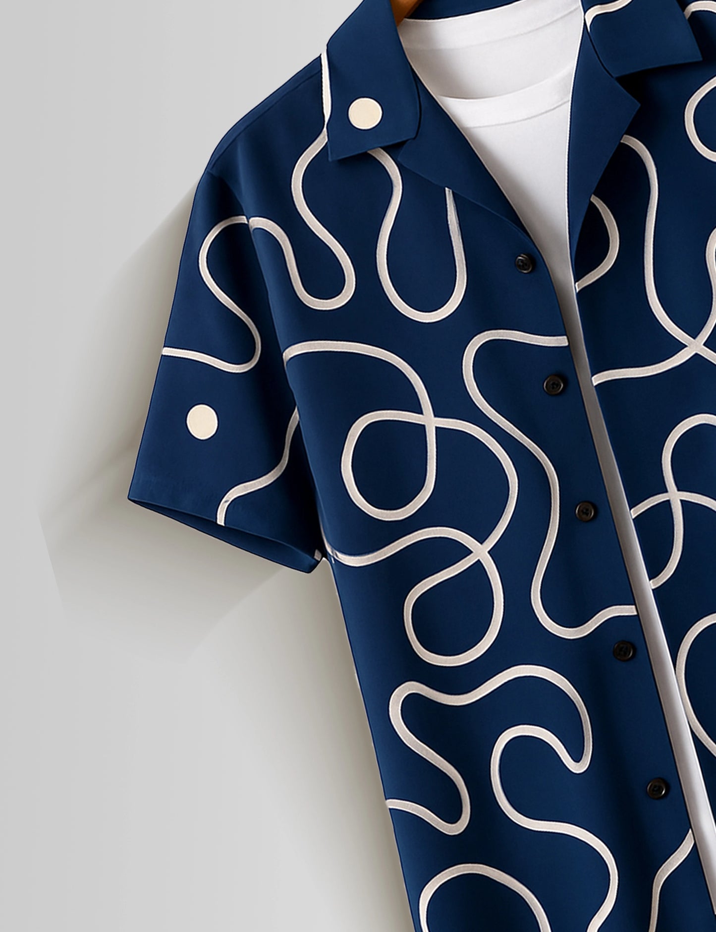 Navy Blue Loop Printed Mens Half Sleeves Shirts - XPST
