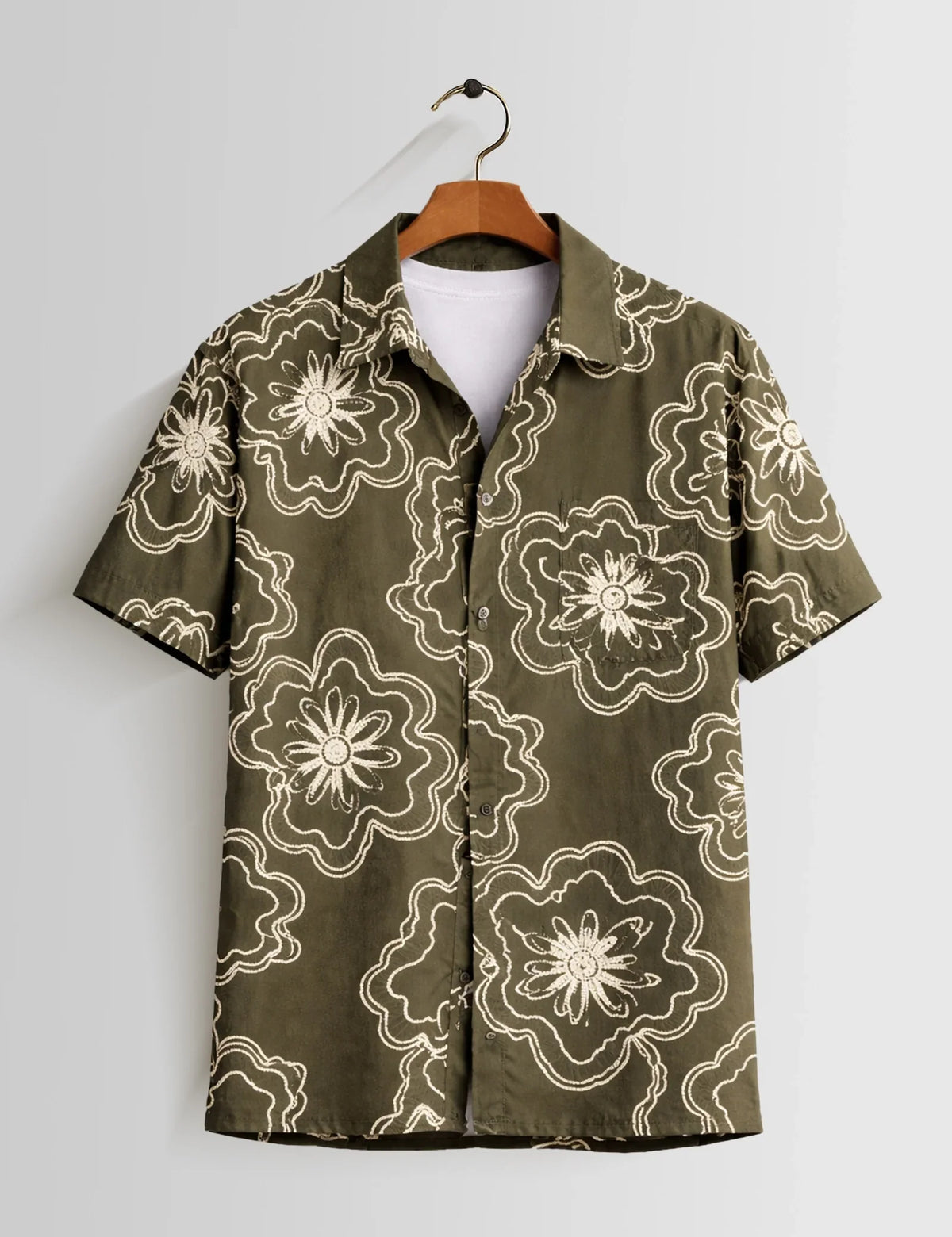 Outline Flower Mens Half Sleeves Shirts - XPST