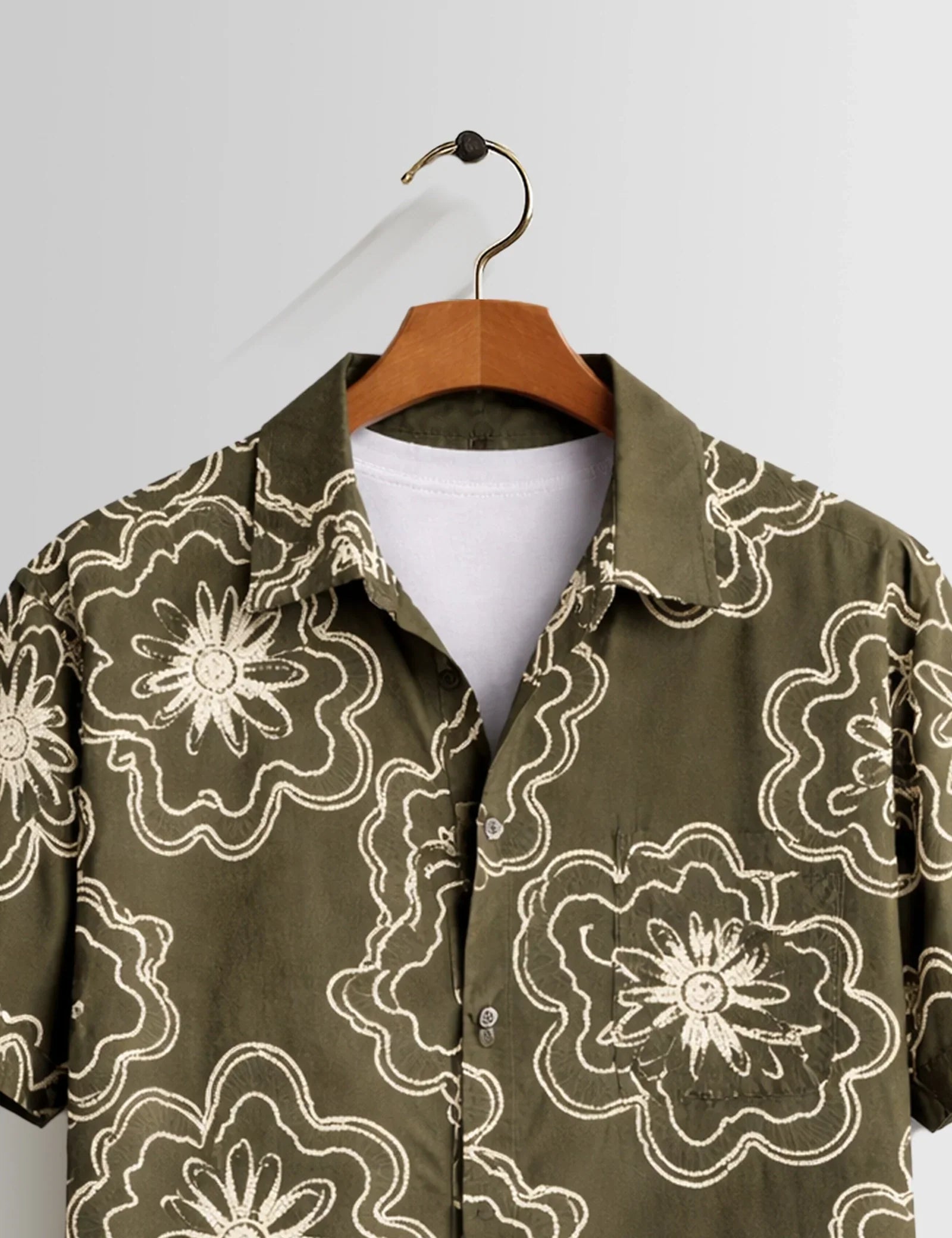 Outline Flower Mens Half Sleeves Shirts - XPST