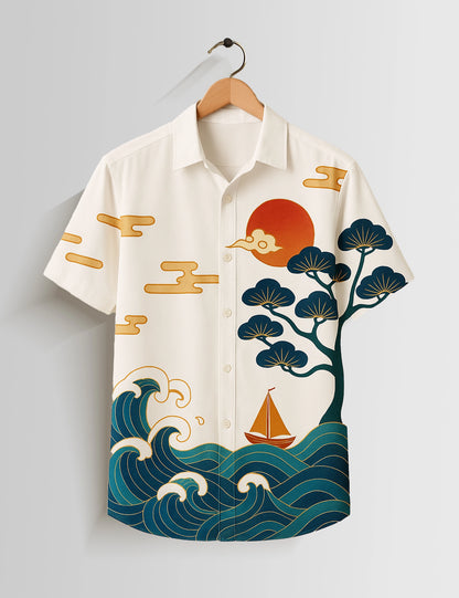 Sea View Printed Mens Half Sleeves Shirts - XPST