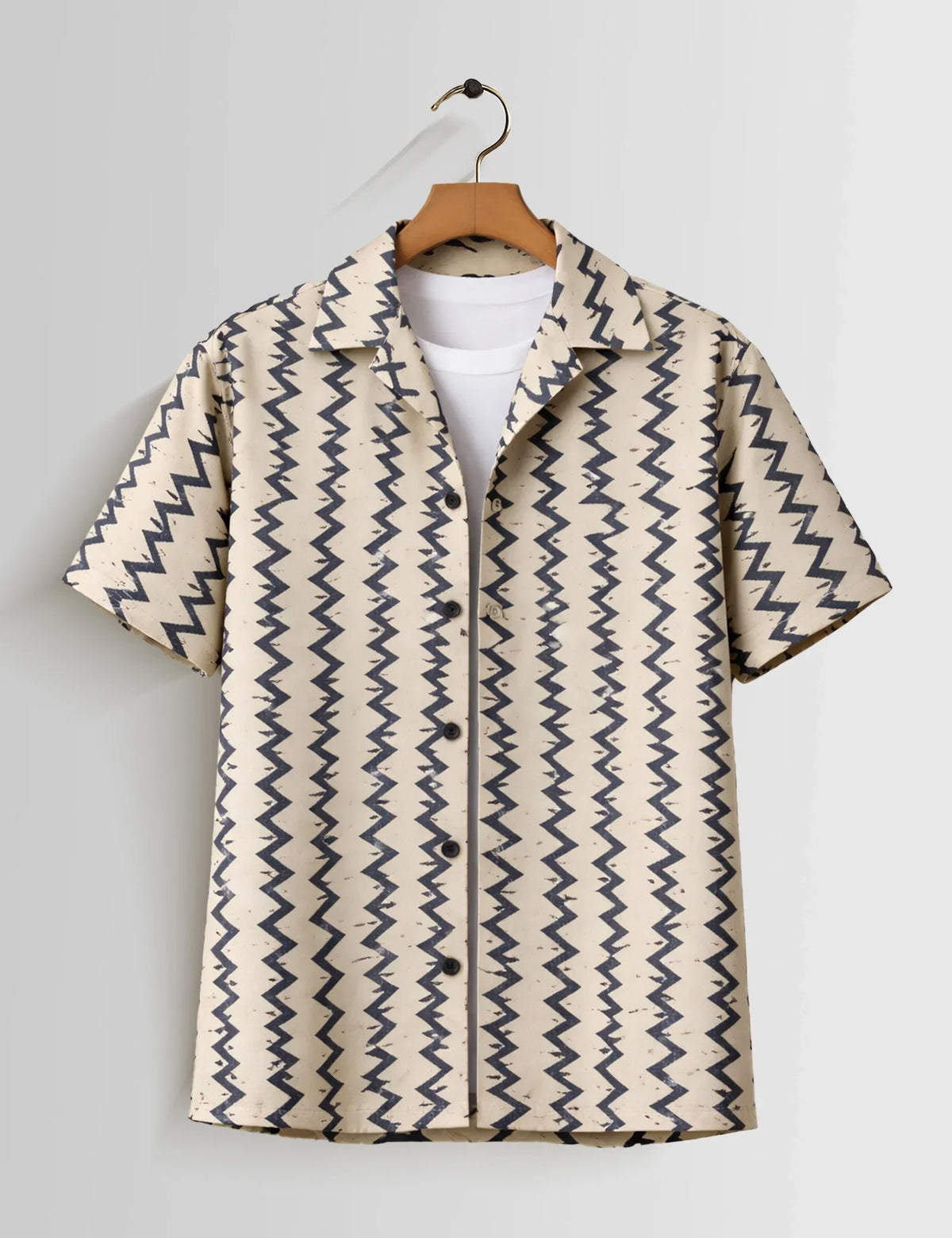 Vertical Zigzag Mens Half Sleeves Shirts - XPST