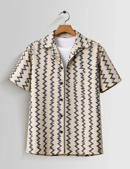 Vertical Zigzag Mens Half Sleeves Shirts - XPST